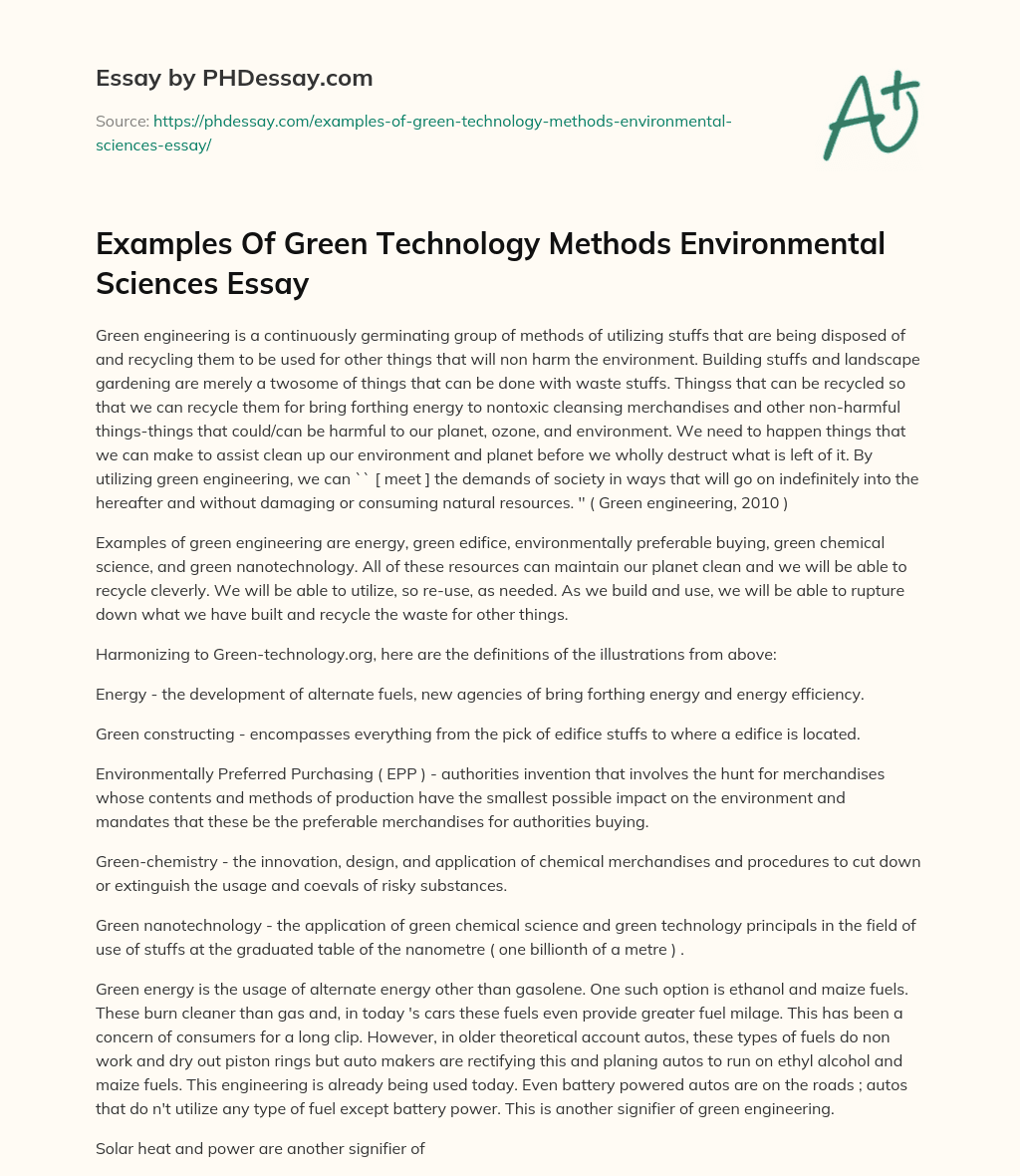 technology and environment essay