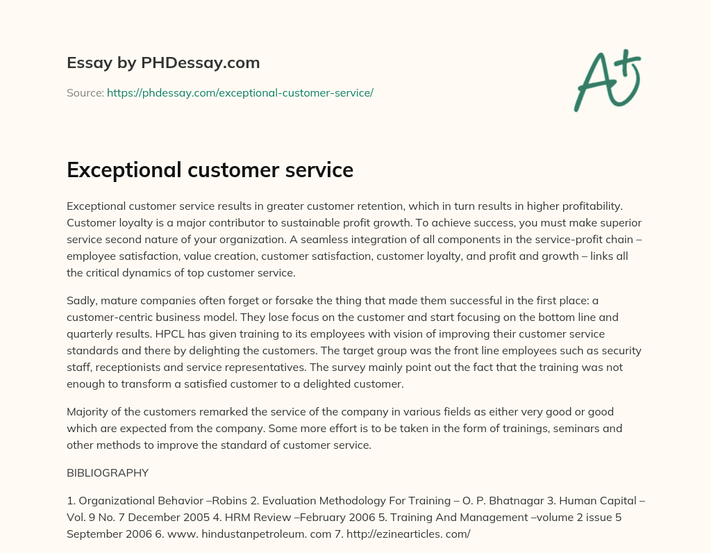Exceptional customer service essay