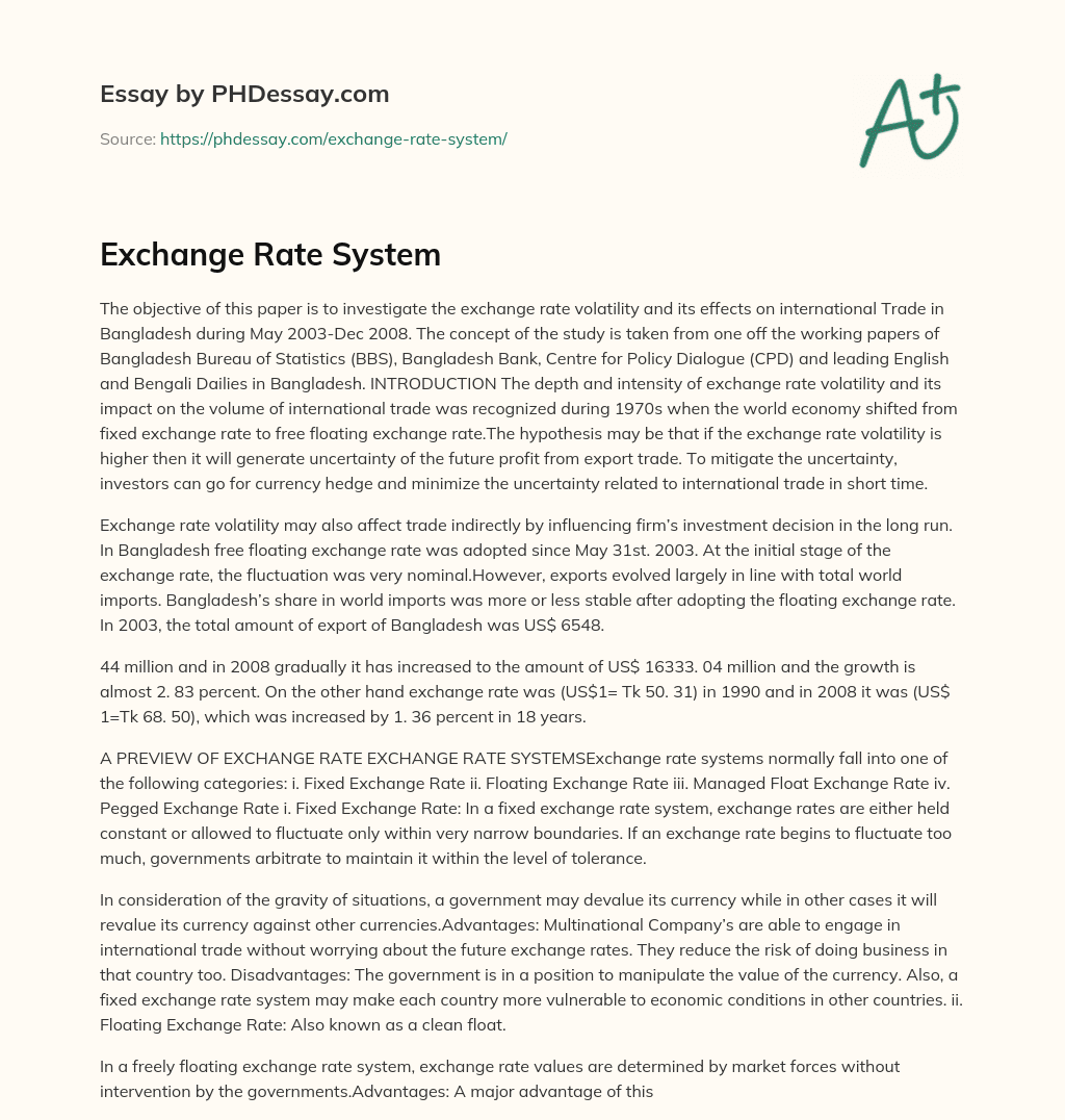 Exchange Rate System essay