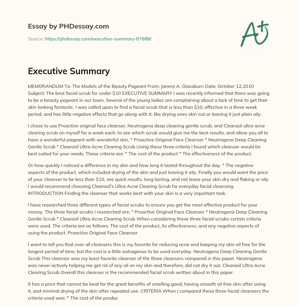 Executive Summary essay