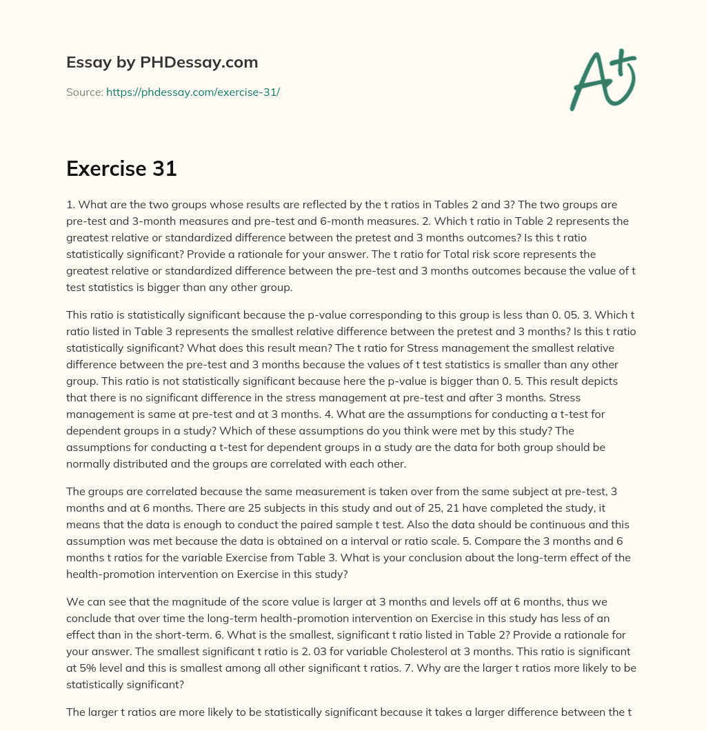 Exercise 31 essay