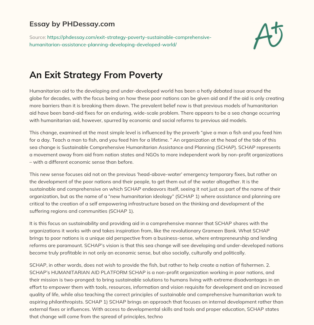 An Exit Strategy From Poverty essay