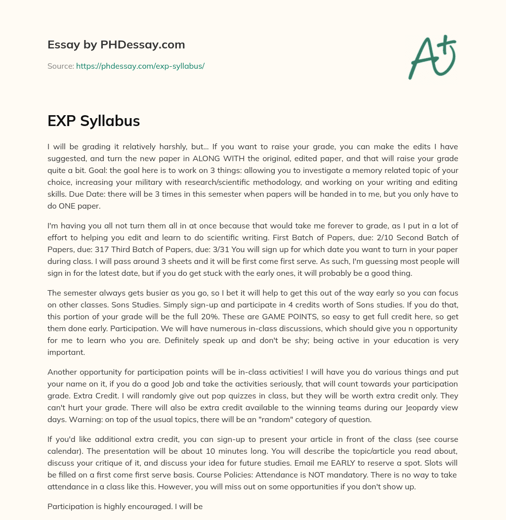 Guidelines for Memory-Related Research Paper: Grading, Goals, and Due Dates essay