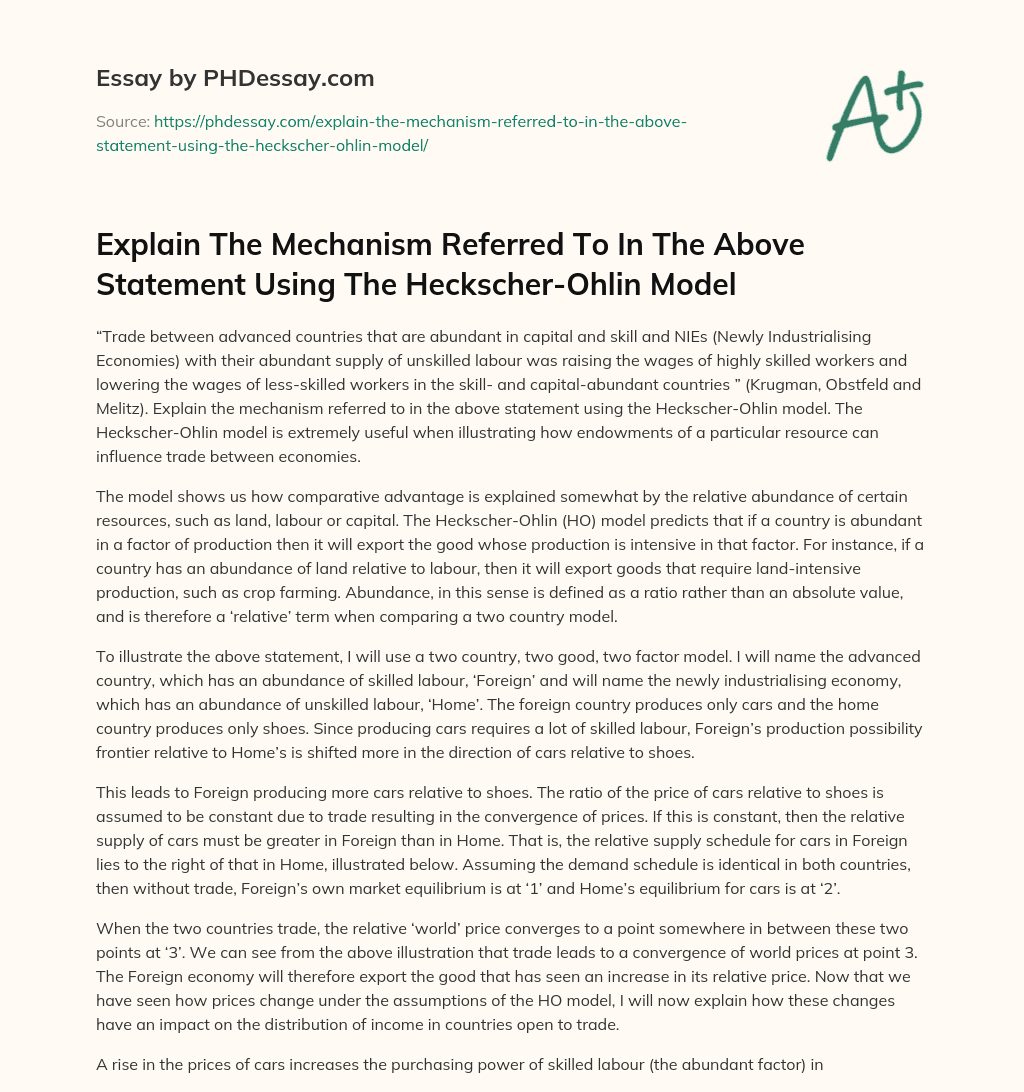 Trade and Wage Effects in Advanced Countries and NIEs: Explaining the Mechanism with the Heckscher-Ohlin Model essay