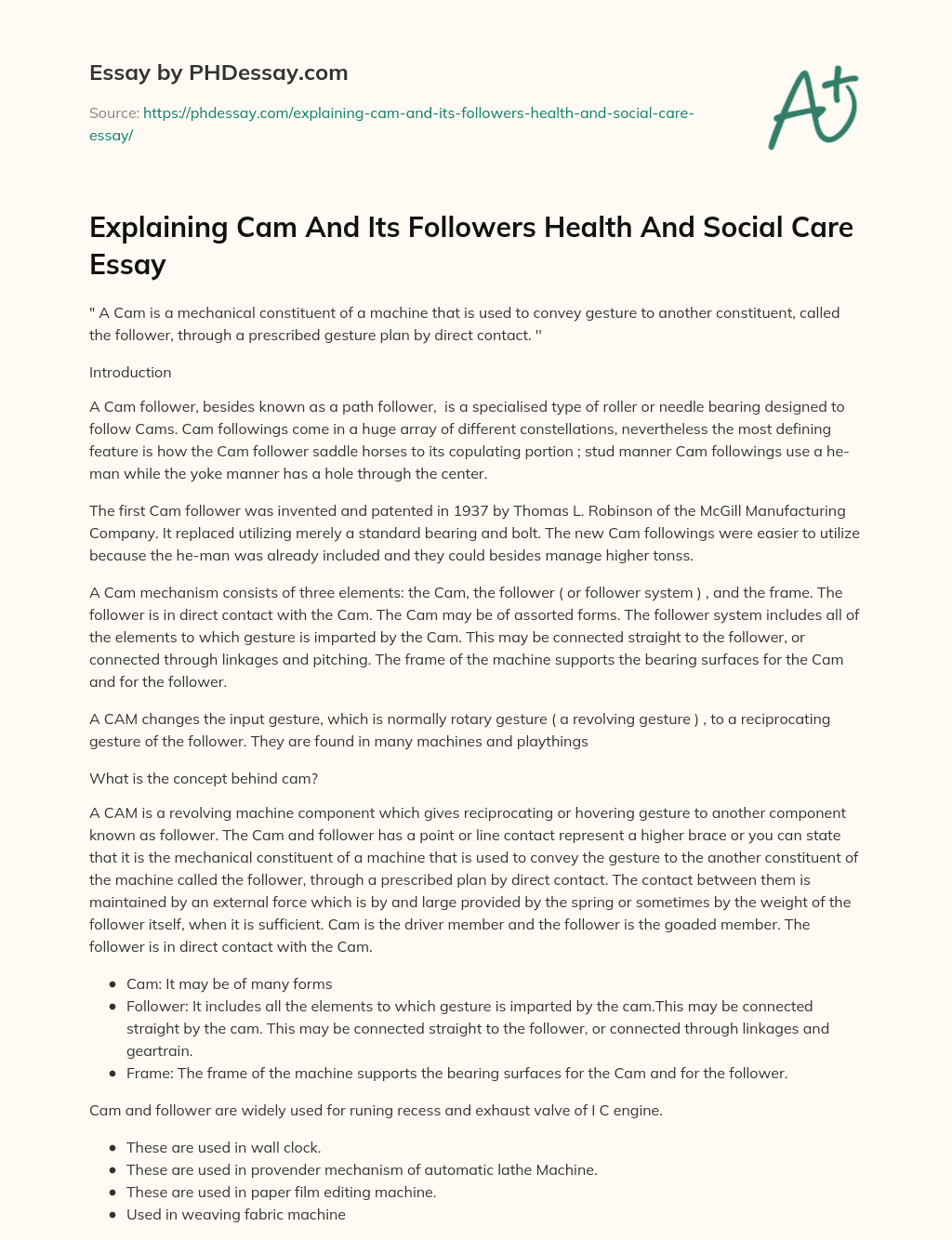 Explaining Cam And Its Followers Health And Social Care Essay essay