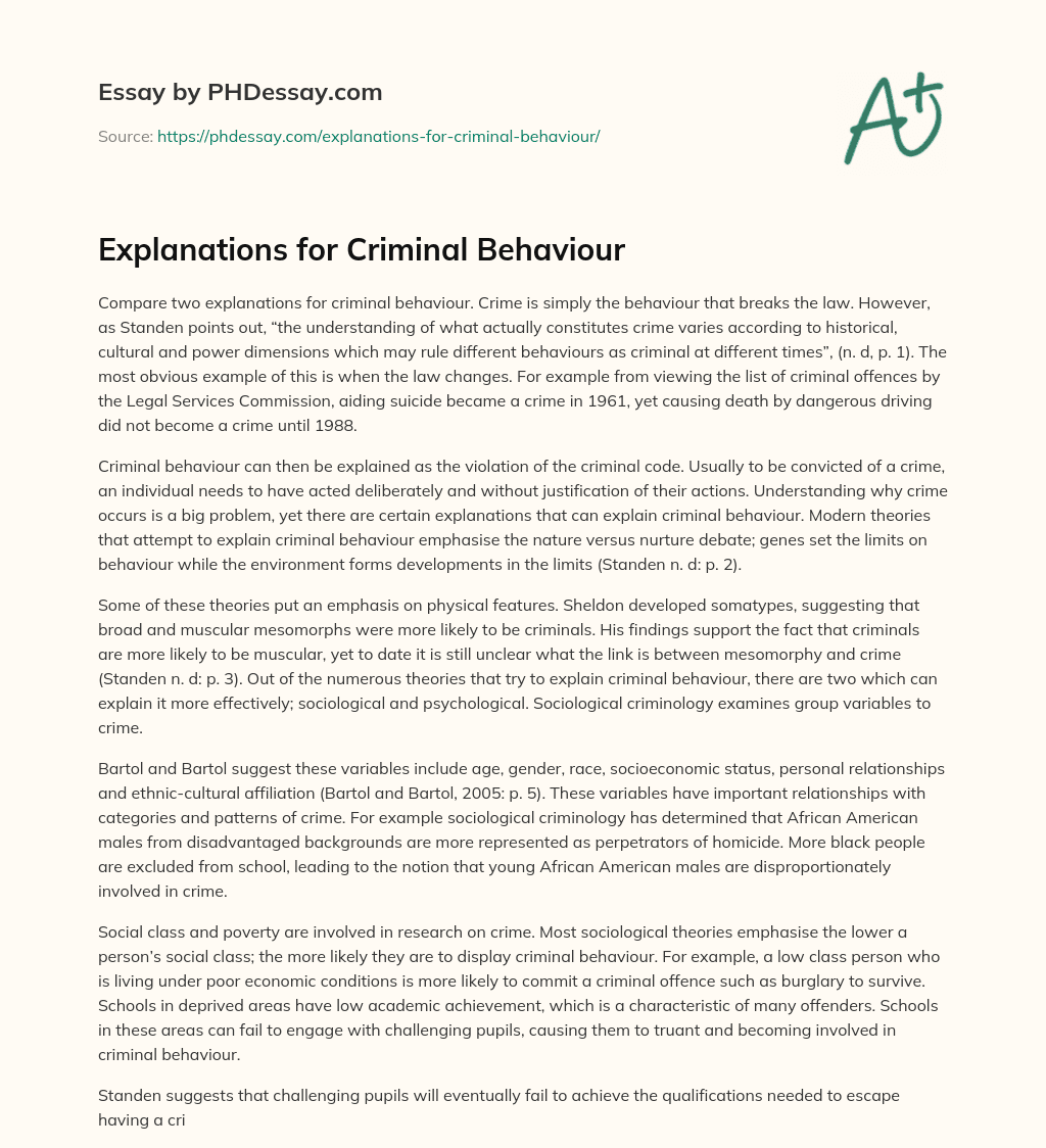 research paper on criminal behavior