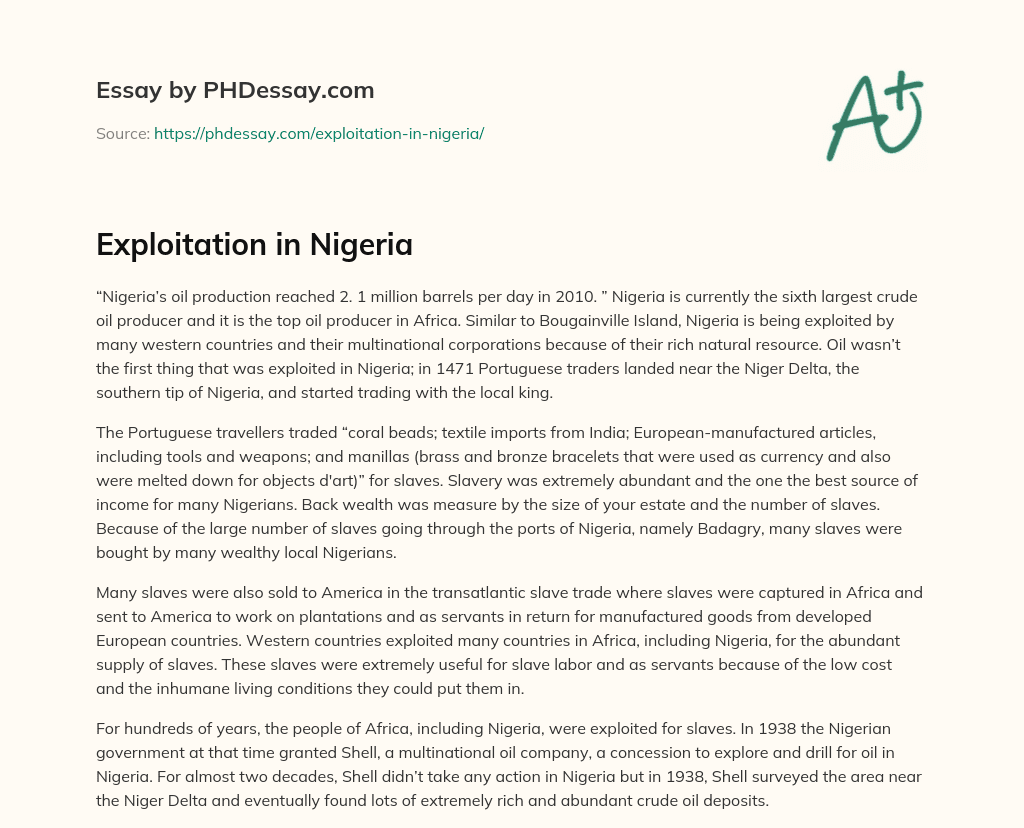 Exploitation in Nigeria essay