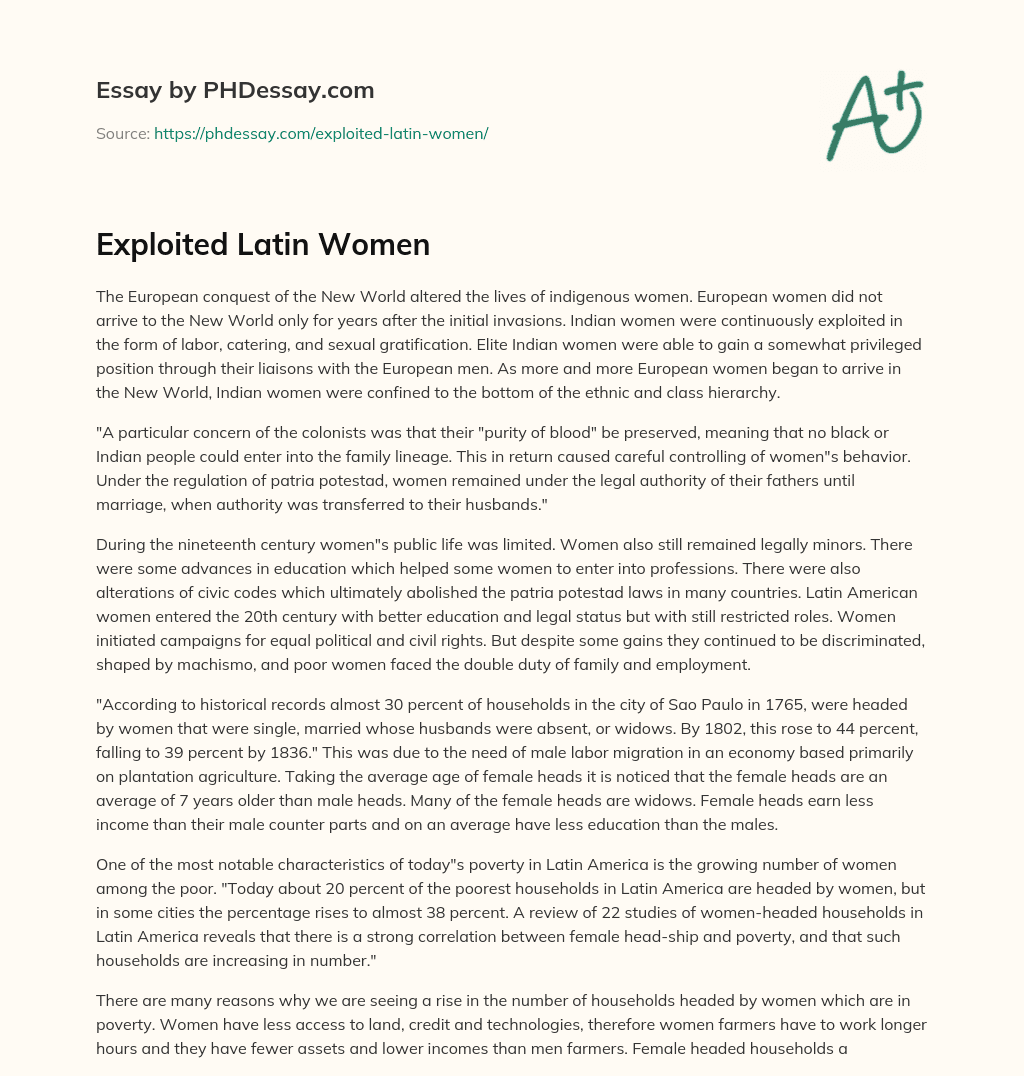Exploited Latin Women essay