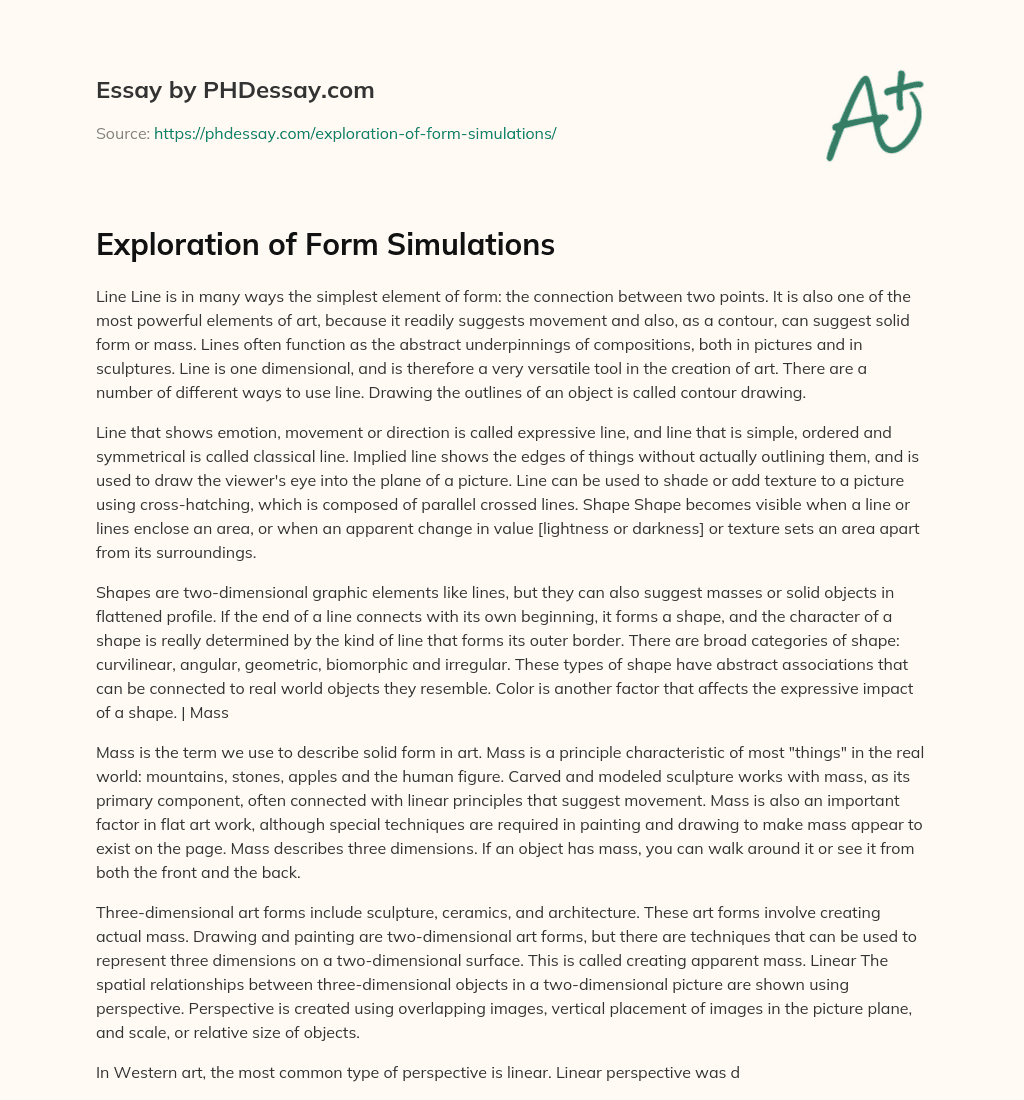 Exploration of Form Simulations essay