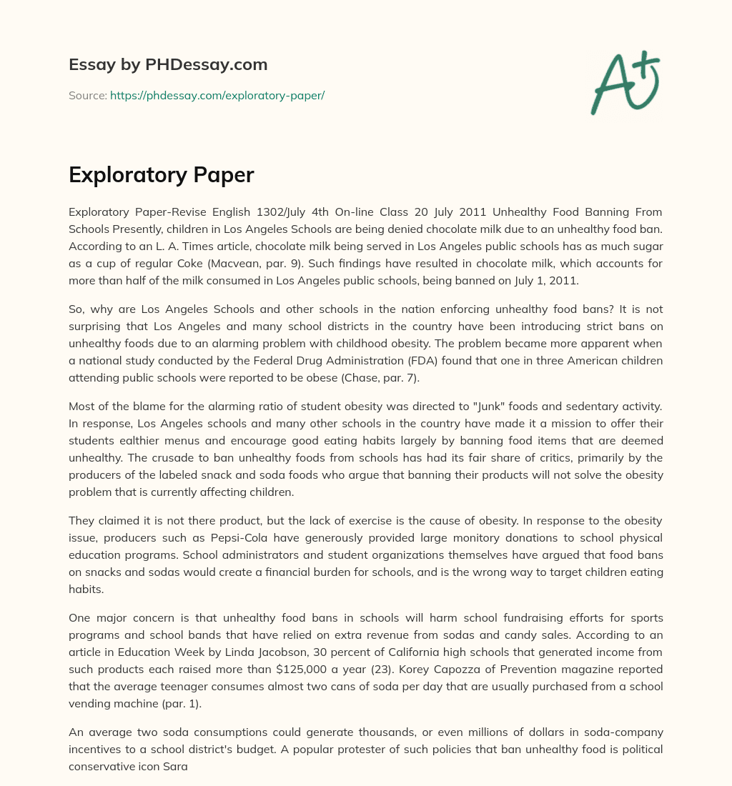 Exploratory Paper essay