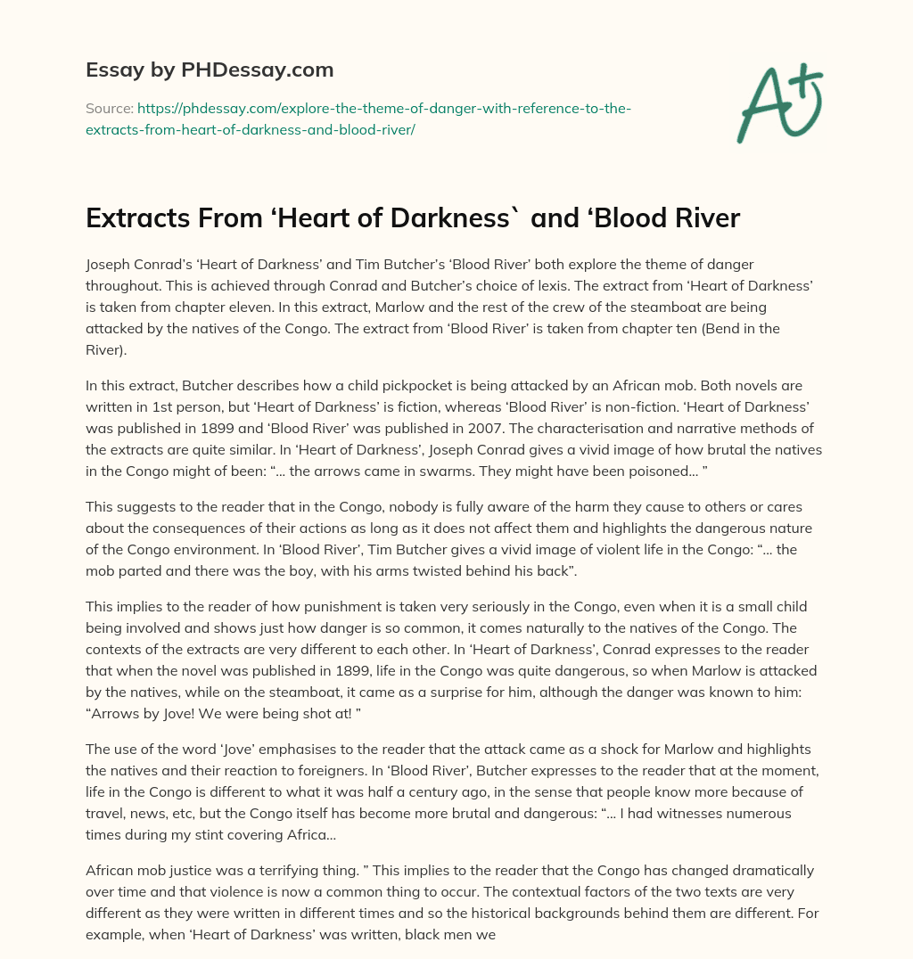 Extracts From ‘Heart of Darkness` and ‘Blood River essay