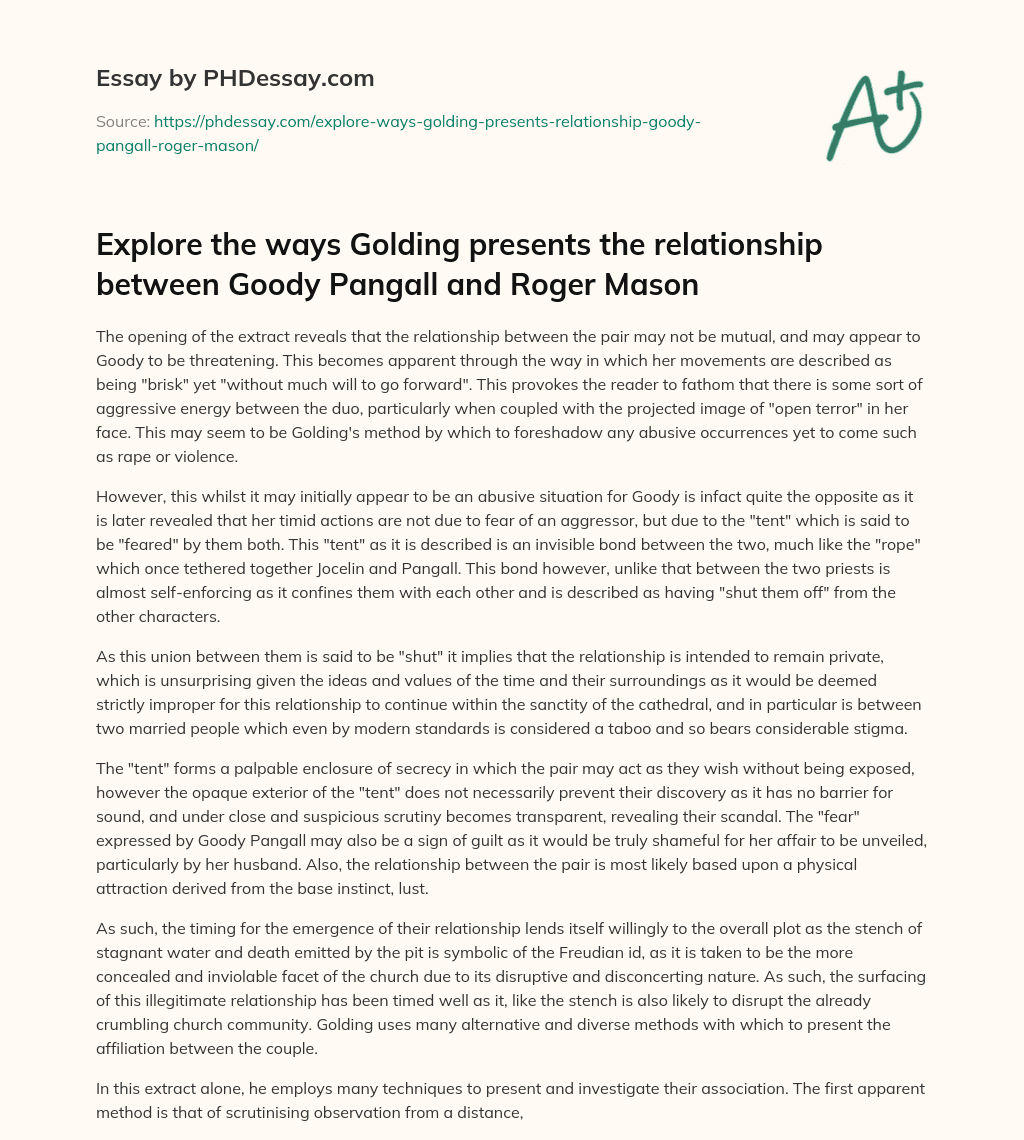 Foreshadowing of Aggression in a Misinterpreted Relationship essay