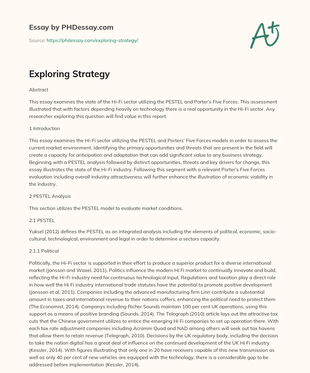 Exploring Strategy essay