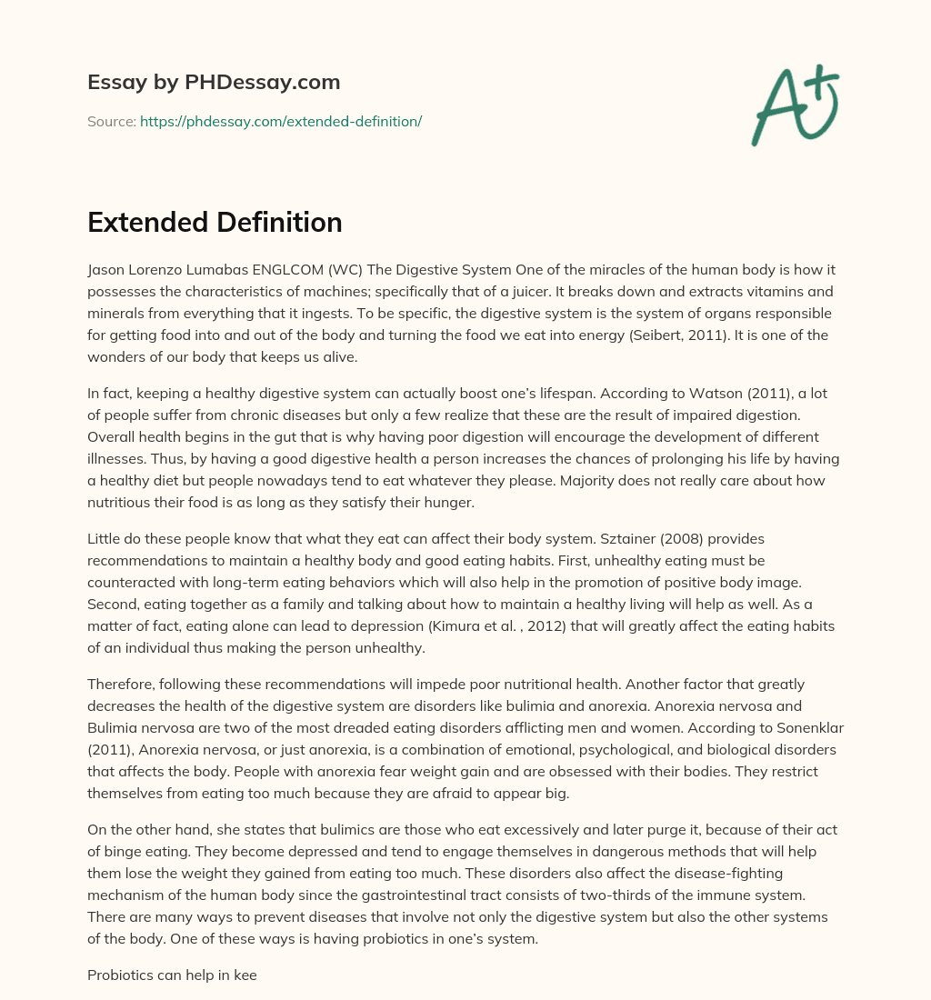 Extended Definition essay