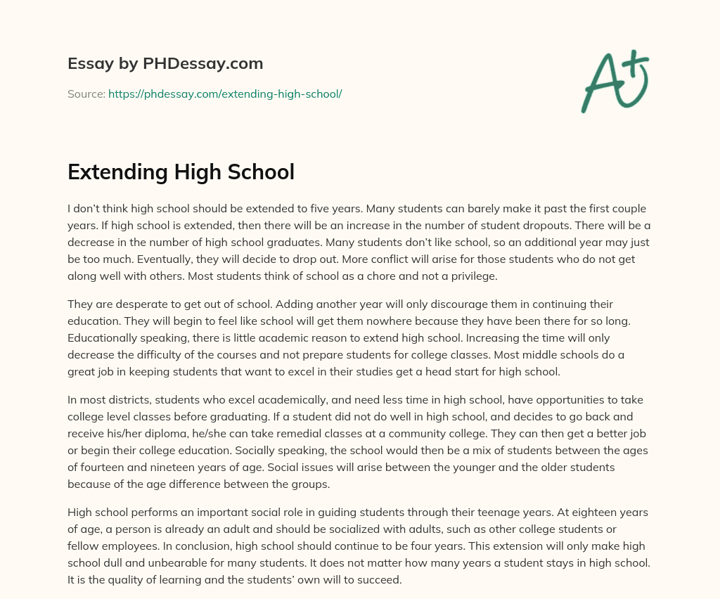 Extending High School essay