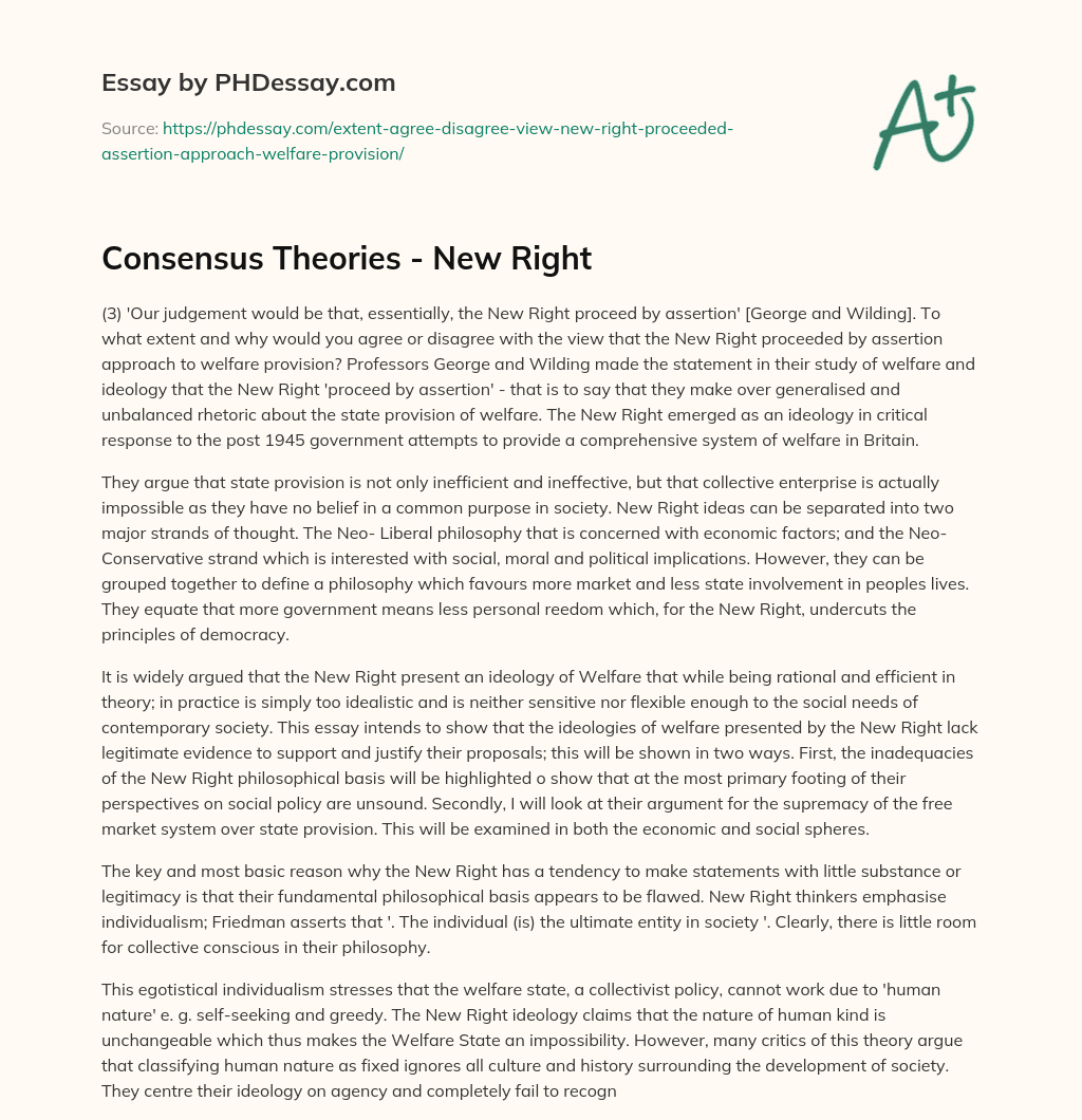 Consensus Theories – New Right essay