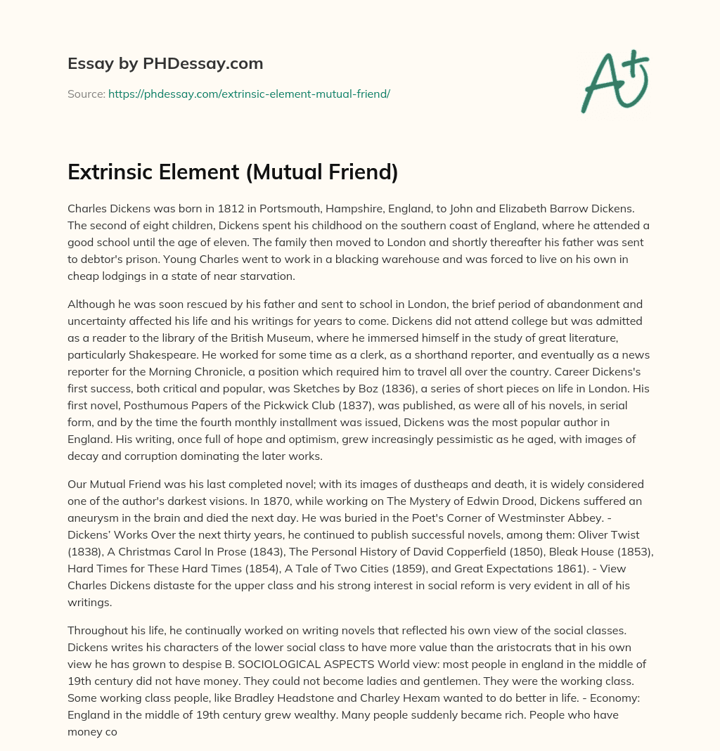 Extrinsic Element (Mutual Friend) essay