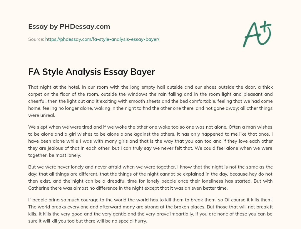 FA Style Analysis Essay Bayer essay