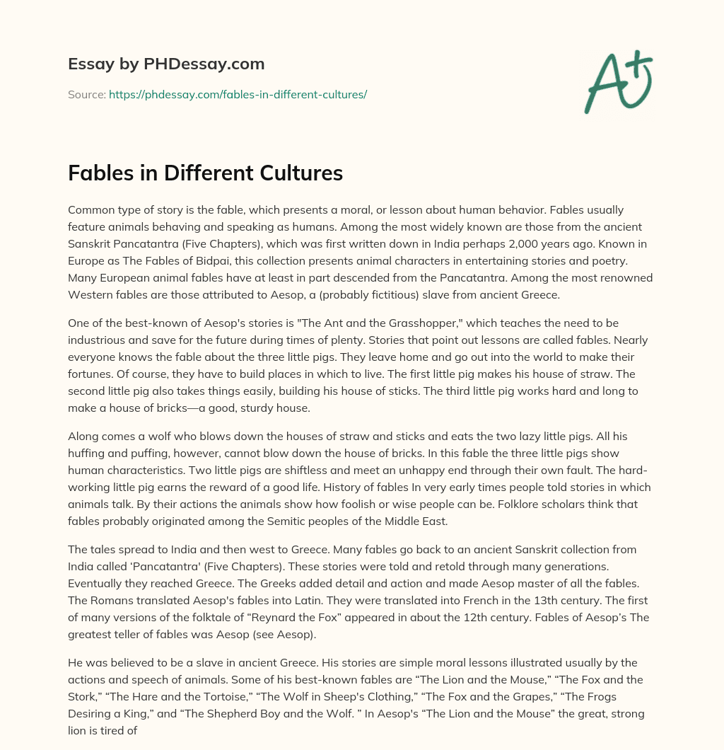 Fables in Different Cultures essay