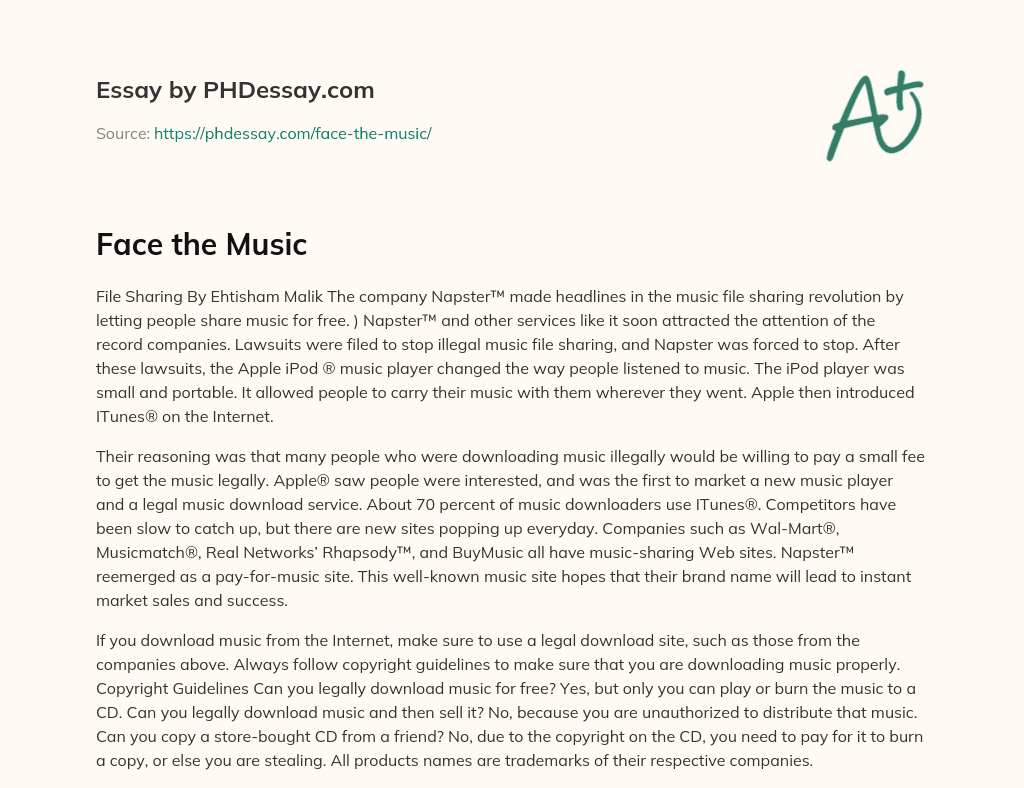 Face the Music essay