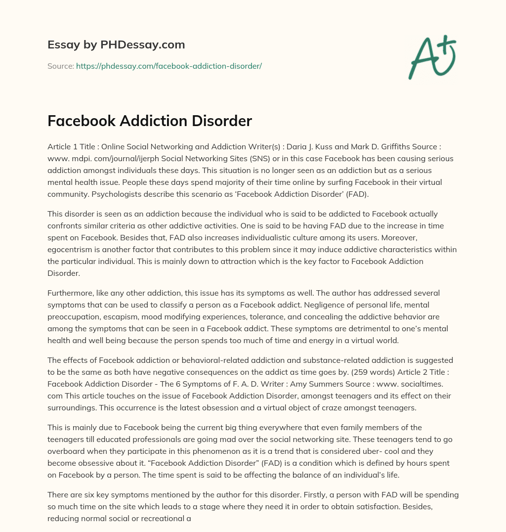 facebook addiction essay pdf