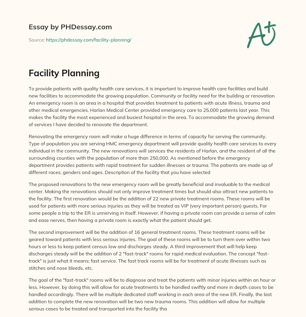 Facility Planning essay