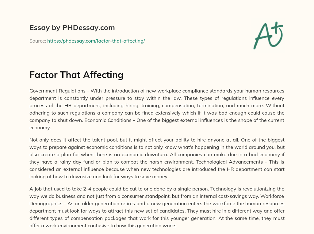 Factor That Affecting essay