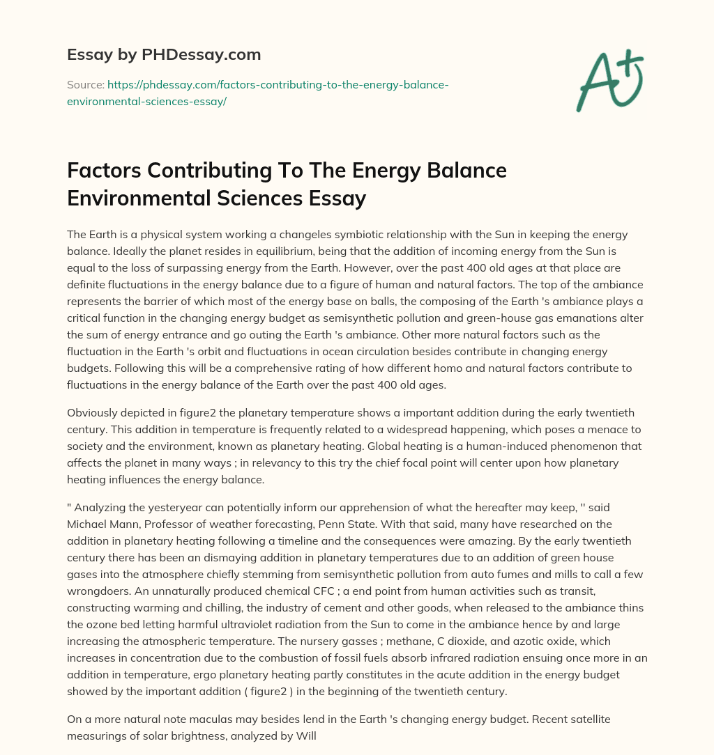 energy balance essay