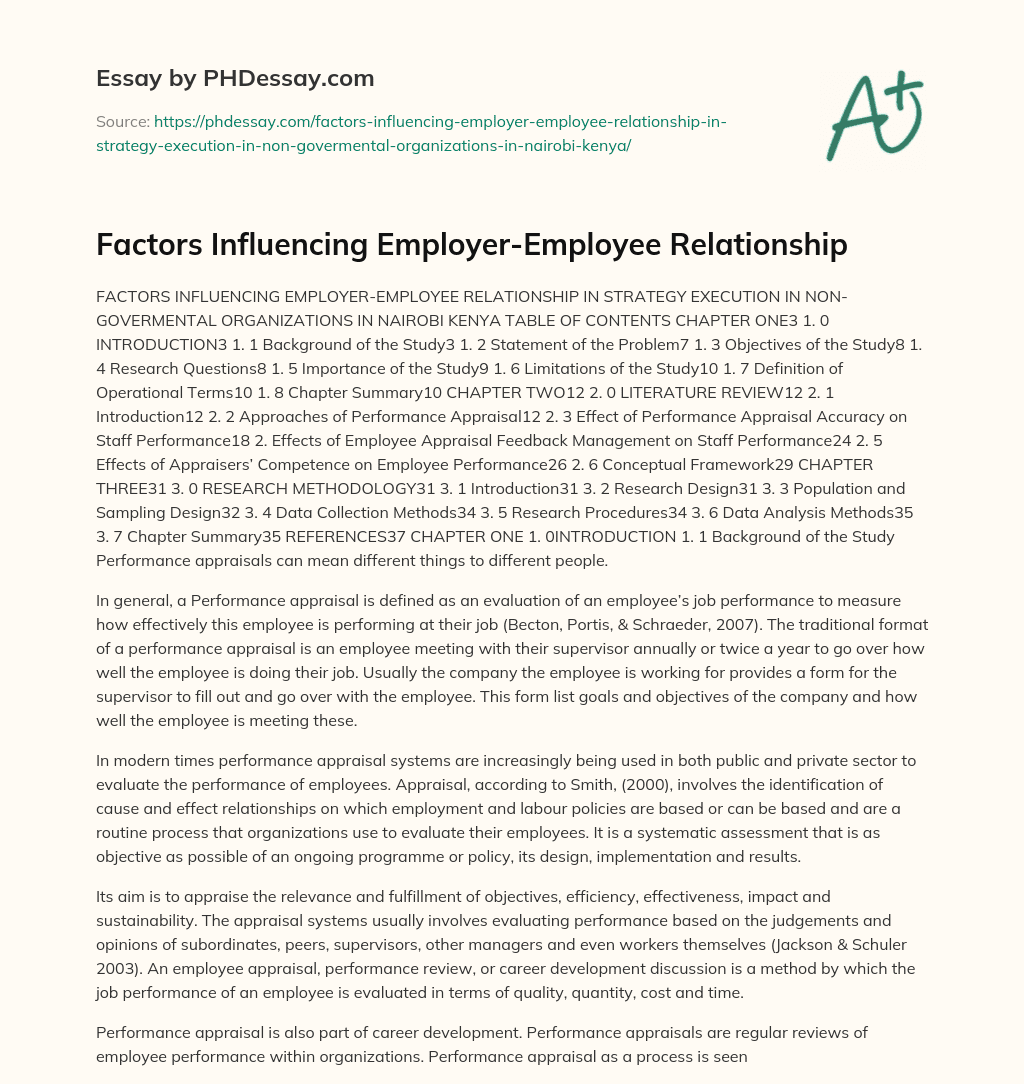 Factors Influencing Employer-Employee Relationship essay