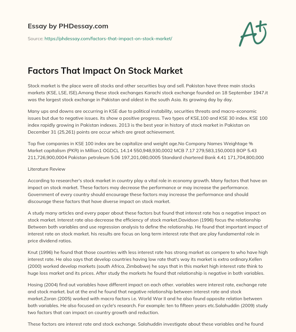 Factors That Impact On Stock Market essay