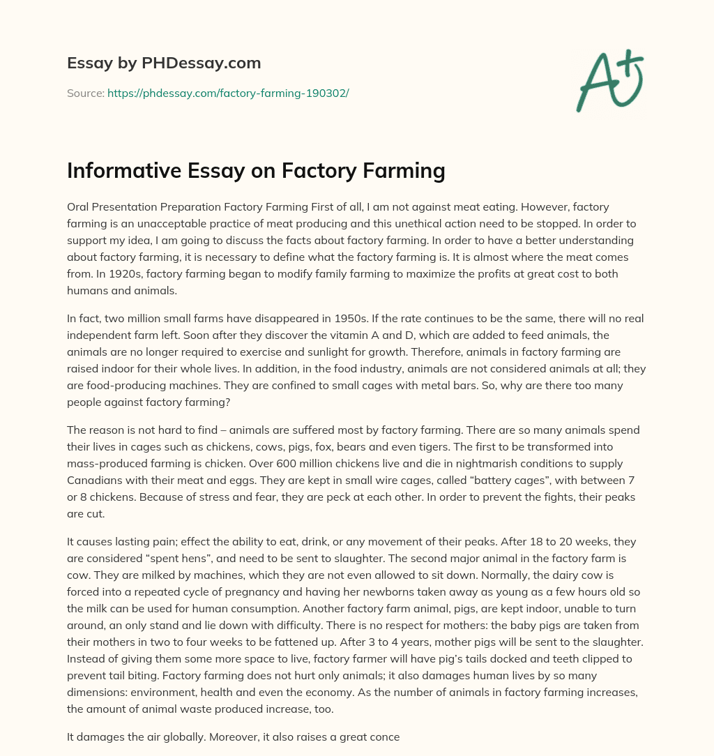 factory farming essay topics