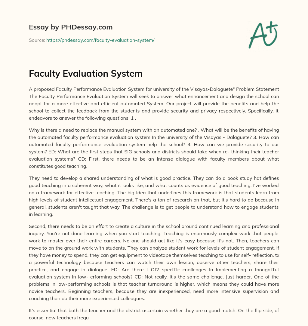 Faculty Evaluation System essay