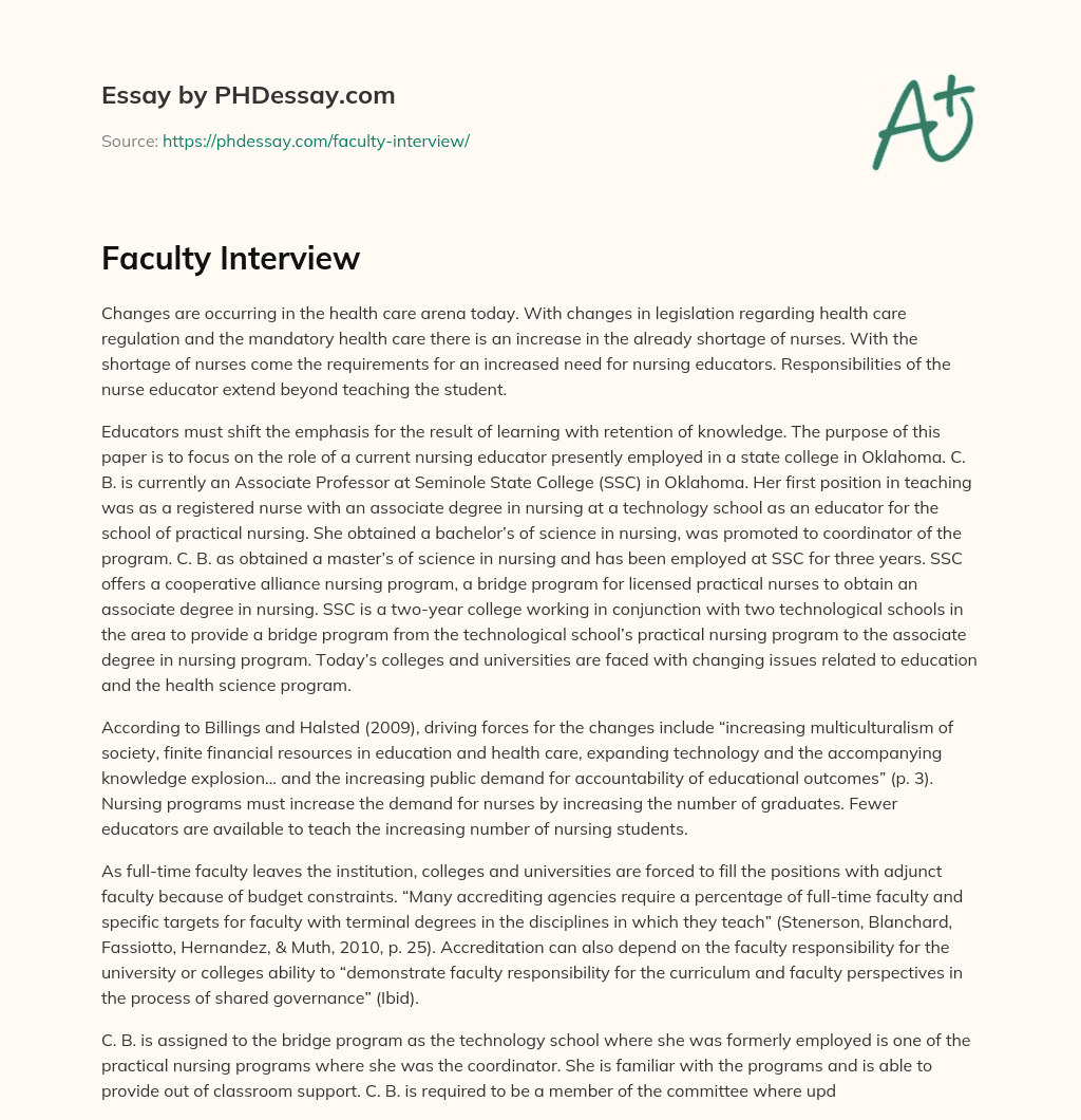 Faculty Interview essay