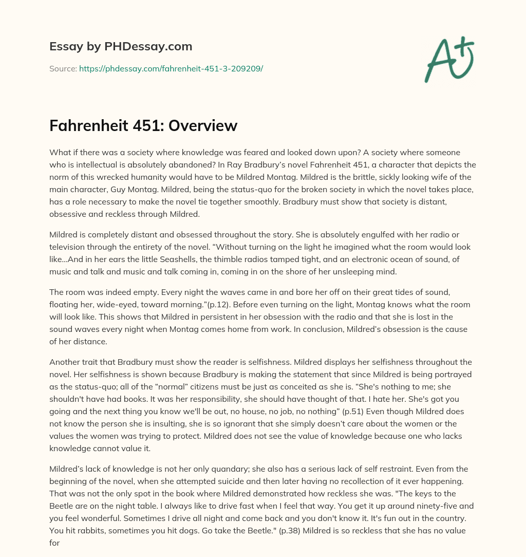 Fahrenheit 451: Overview essay