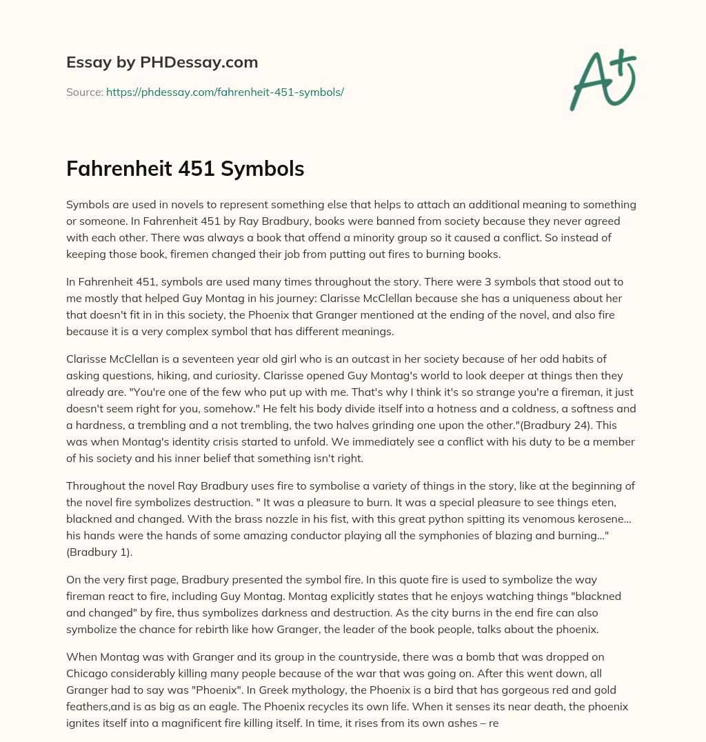 Fahrenheit 451 Symbols (500 Words)