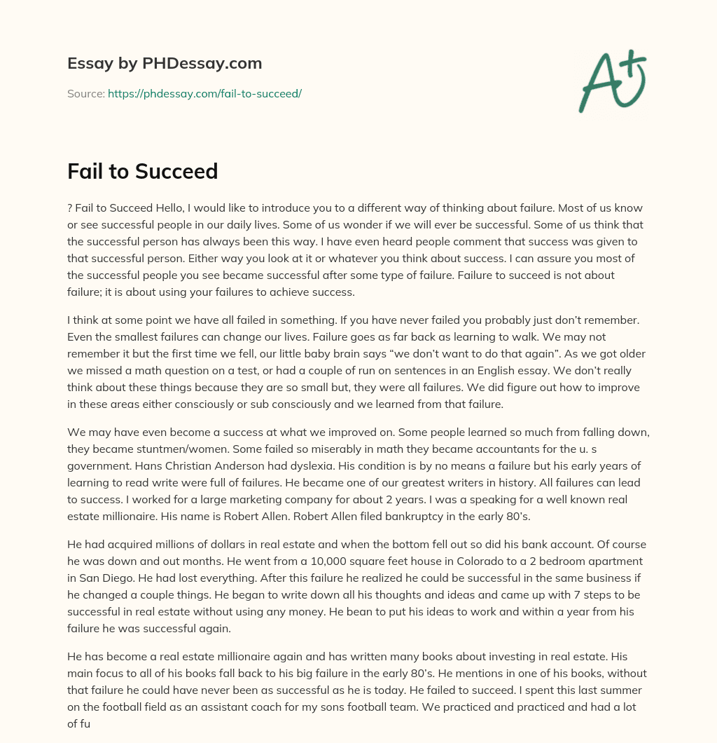 Fail to Succeed essay