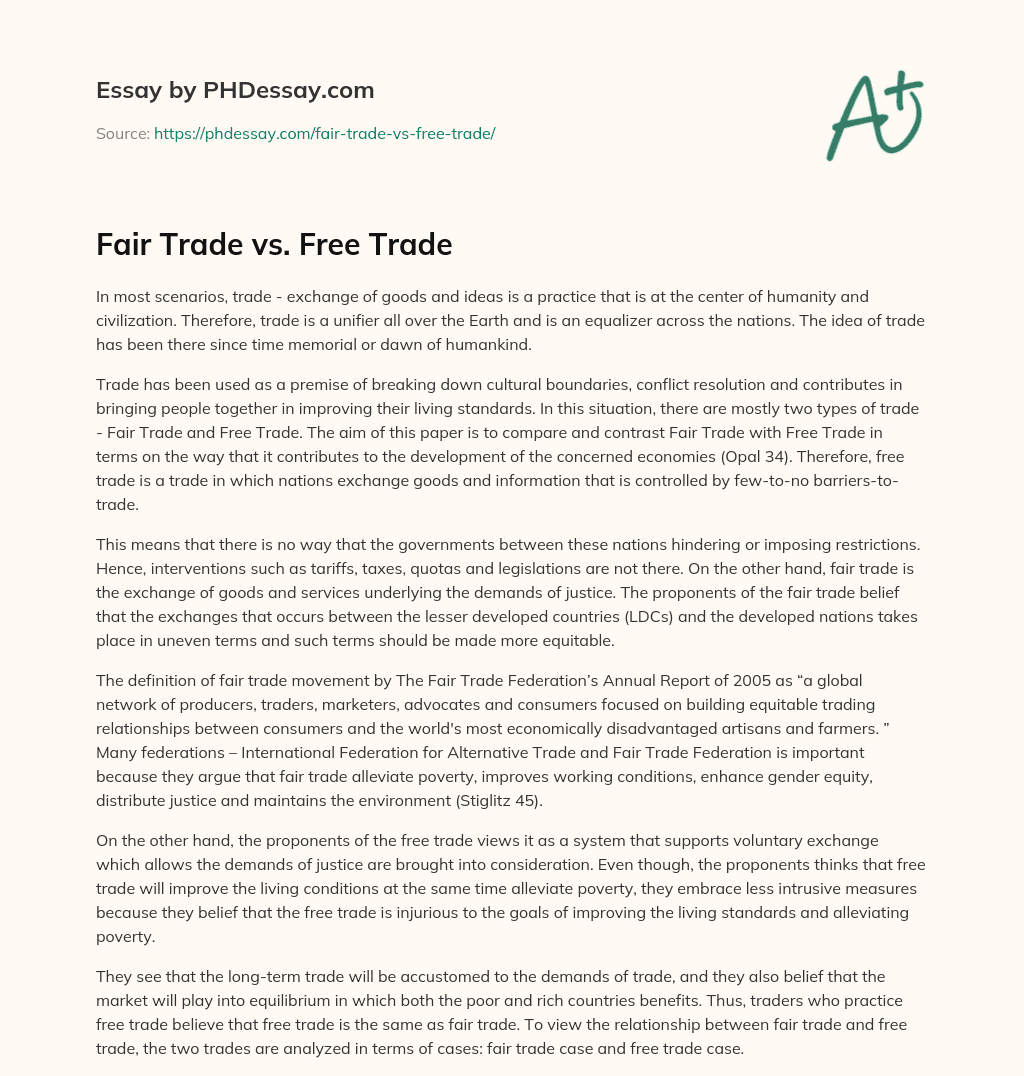 Fair Trade vs. Free Trade essay