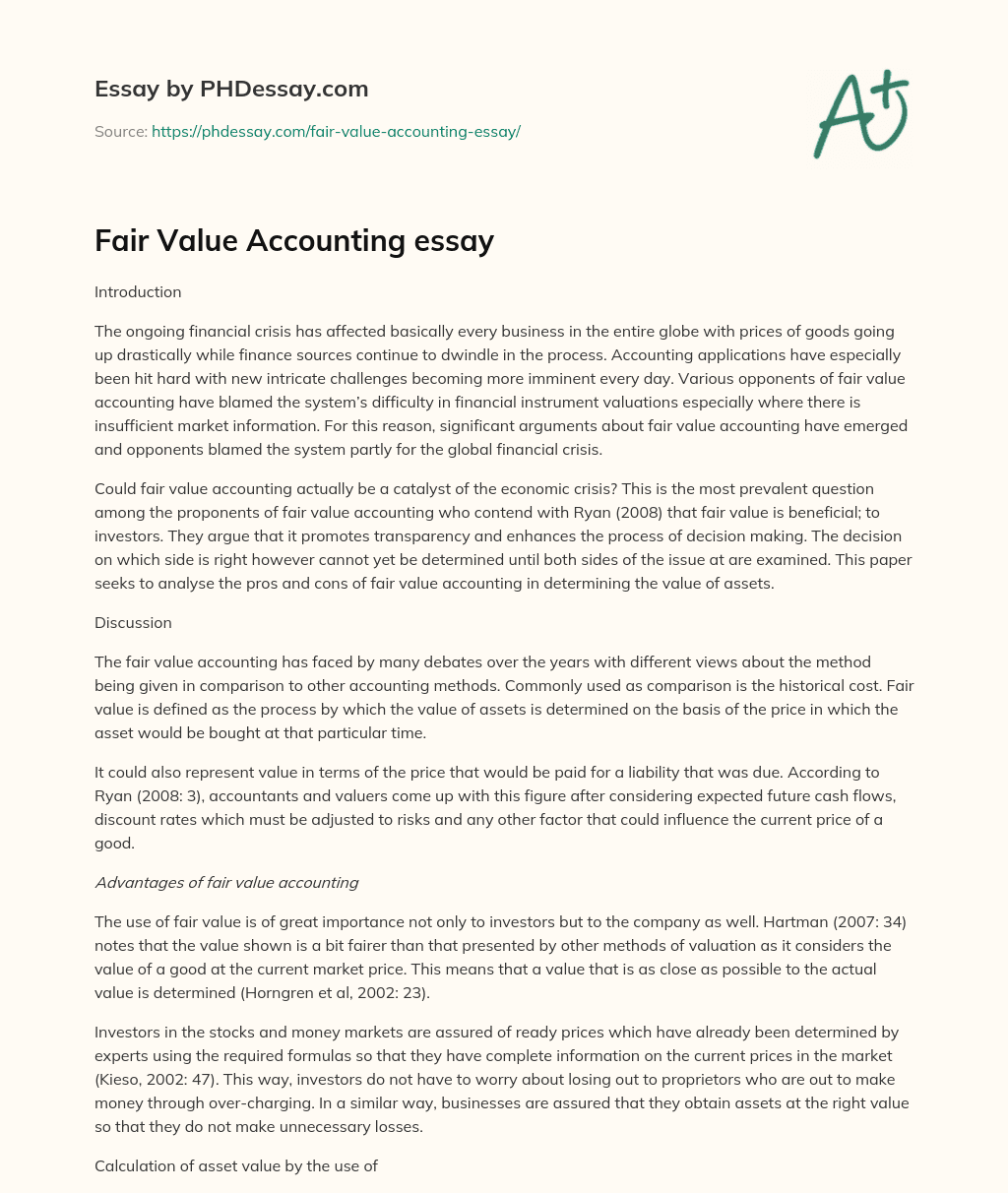 Fair Value Accounting essay essay