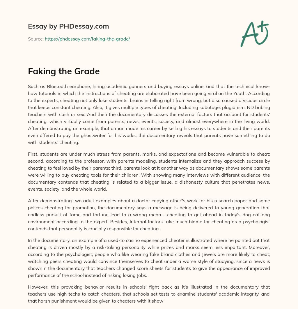 Faking the Grade essay