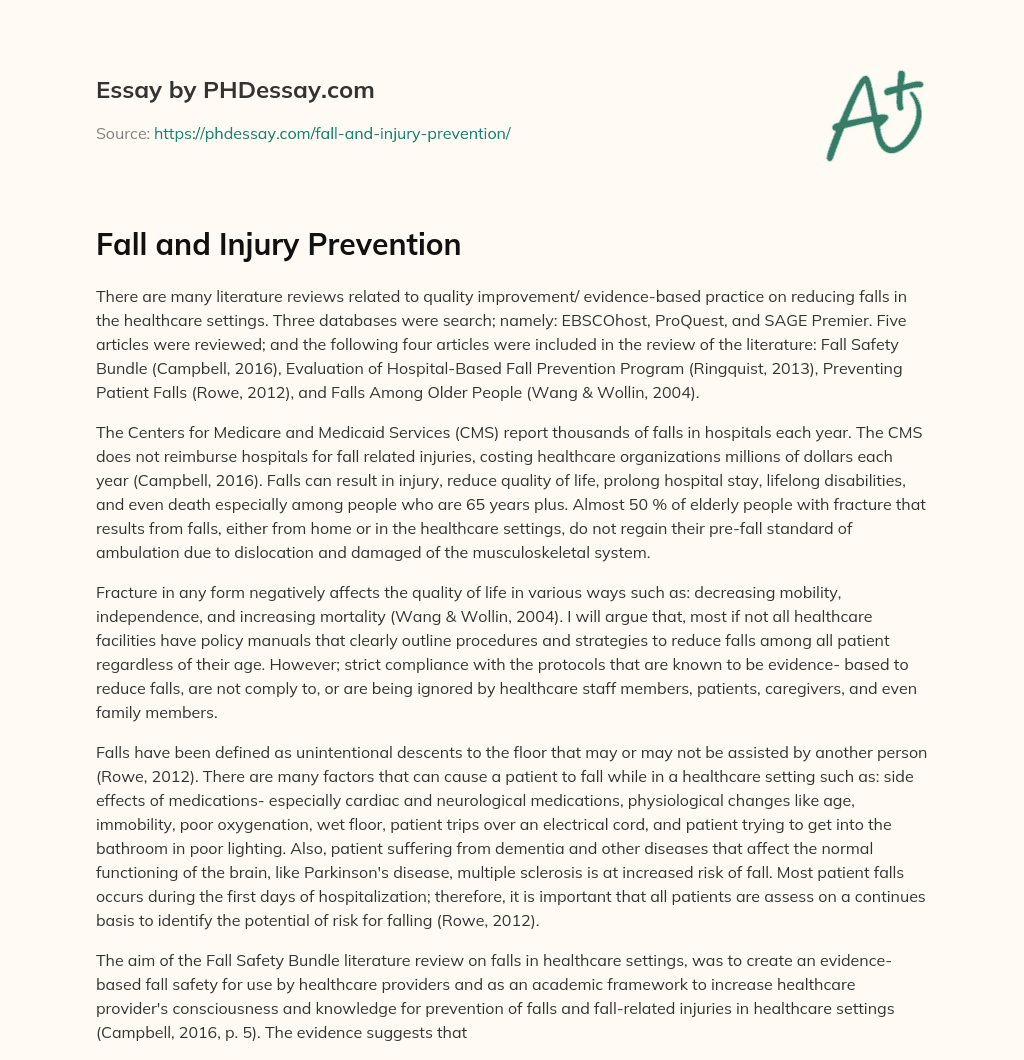 Fall and Injury Prevention essay
