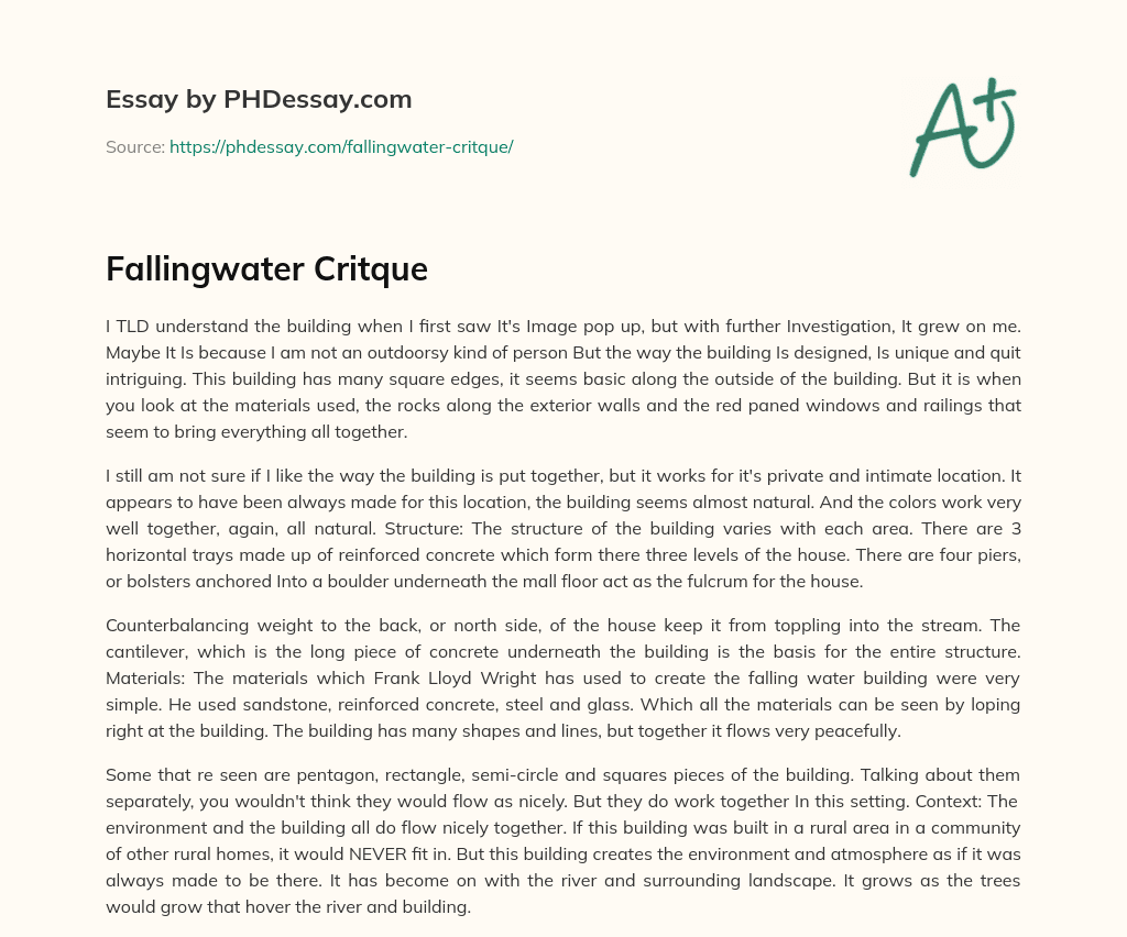Fallingwater Critque essay