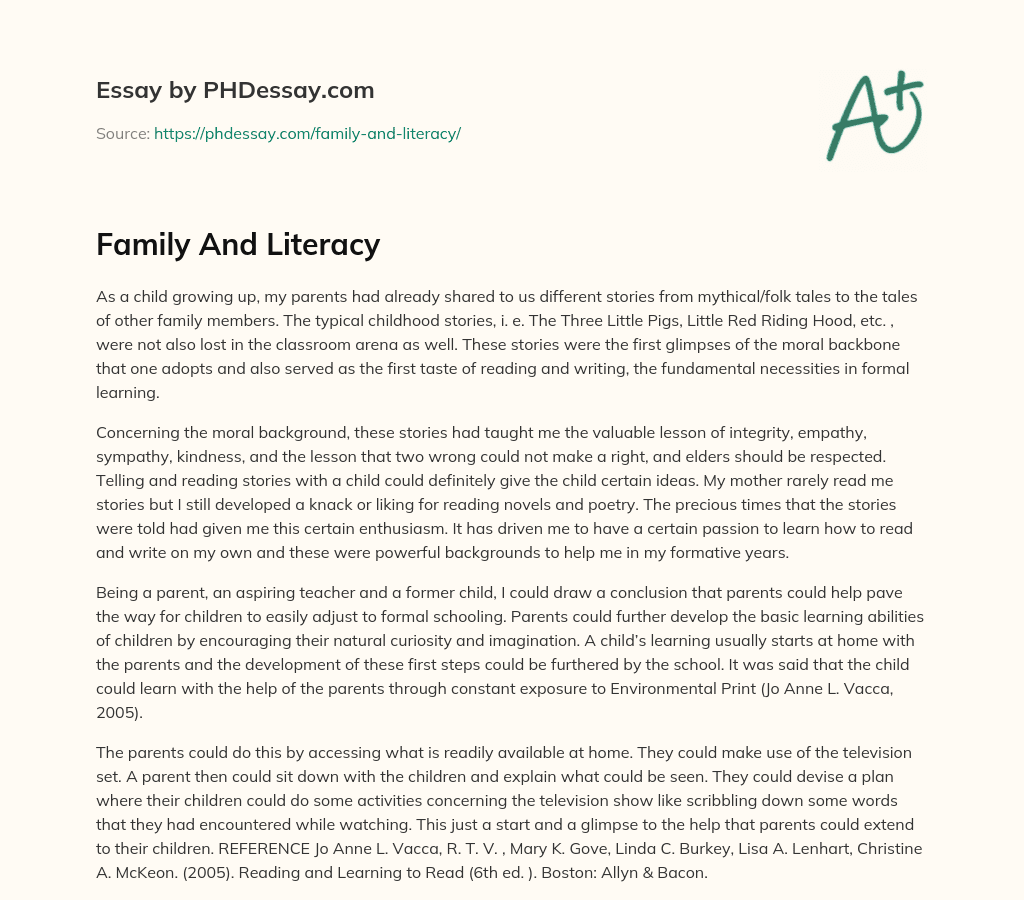 Family And Literacy essay
