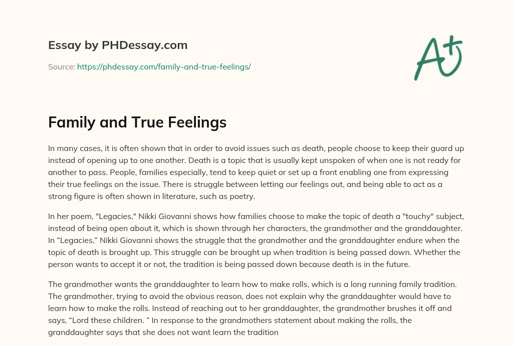 Family and True Feelings essay
