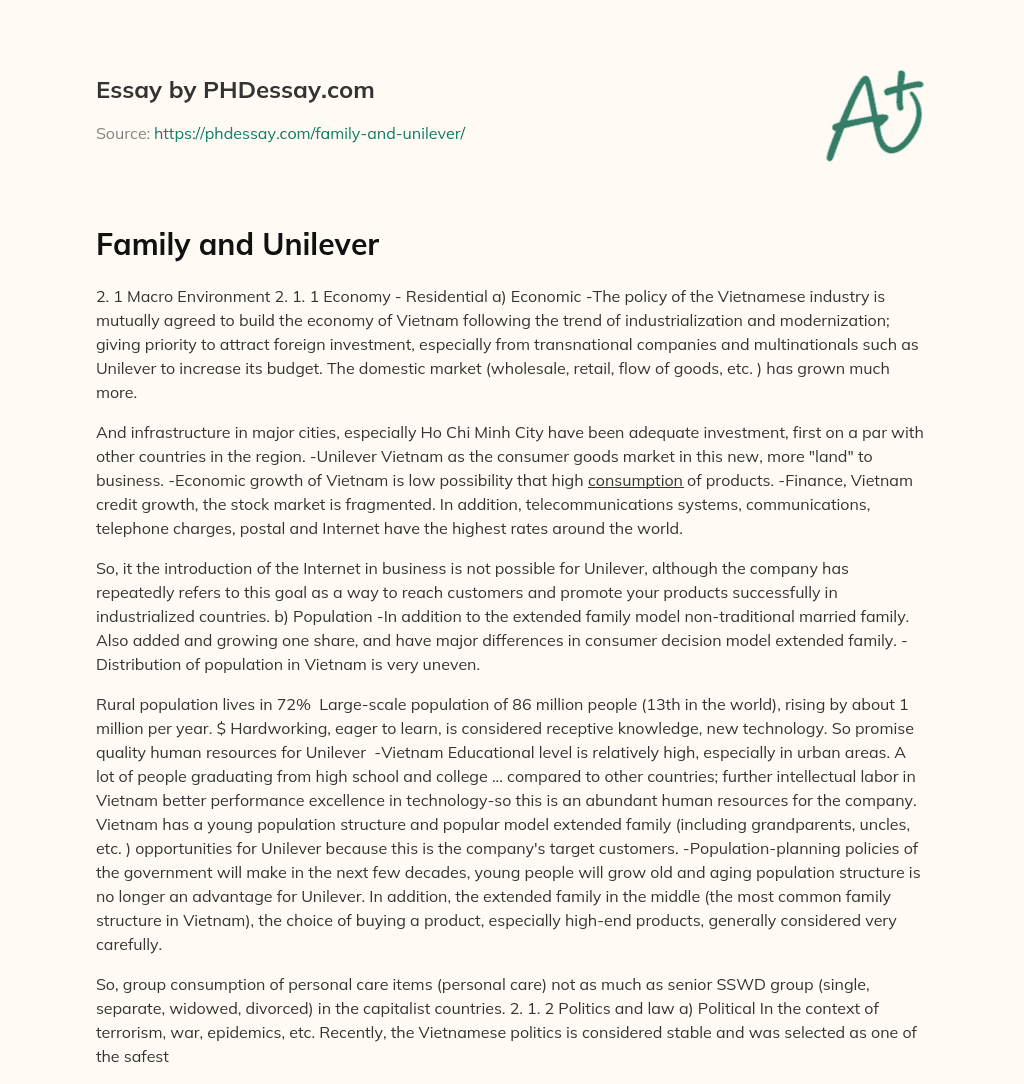 Family and Unilever essay
