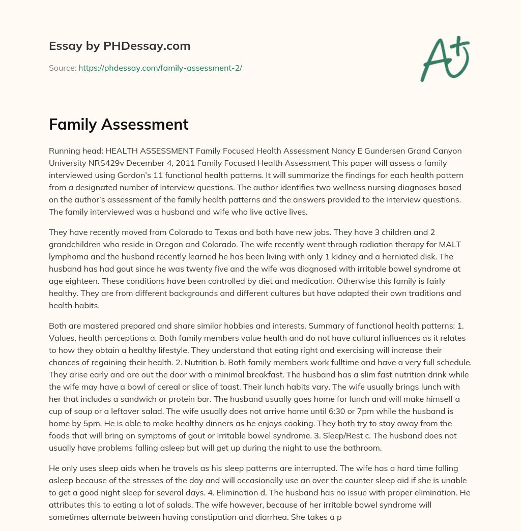 Family Assessment essay