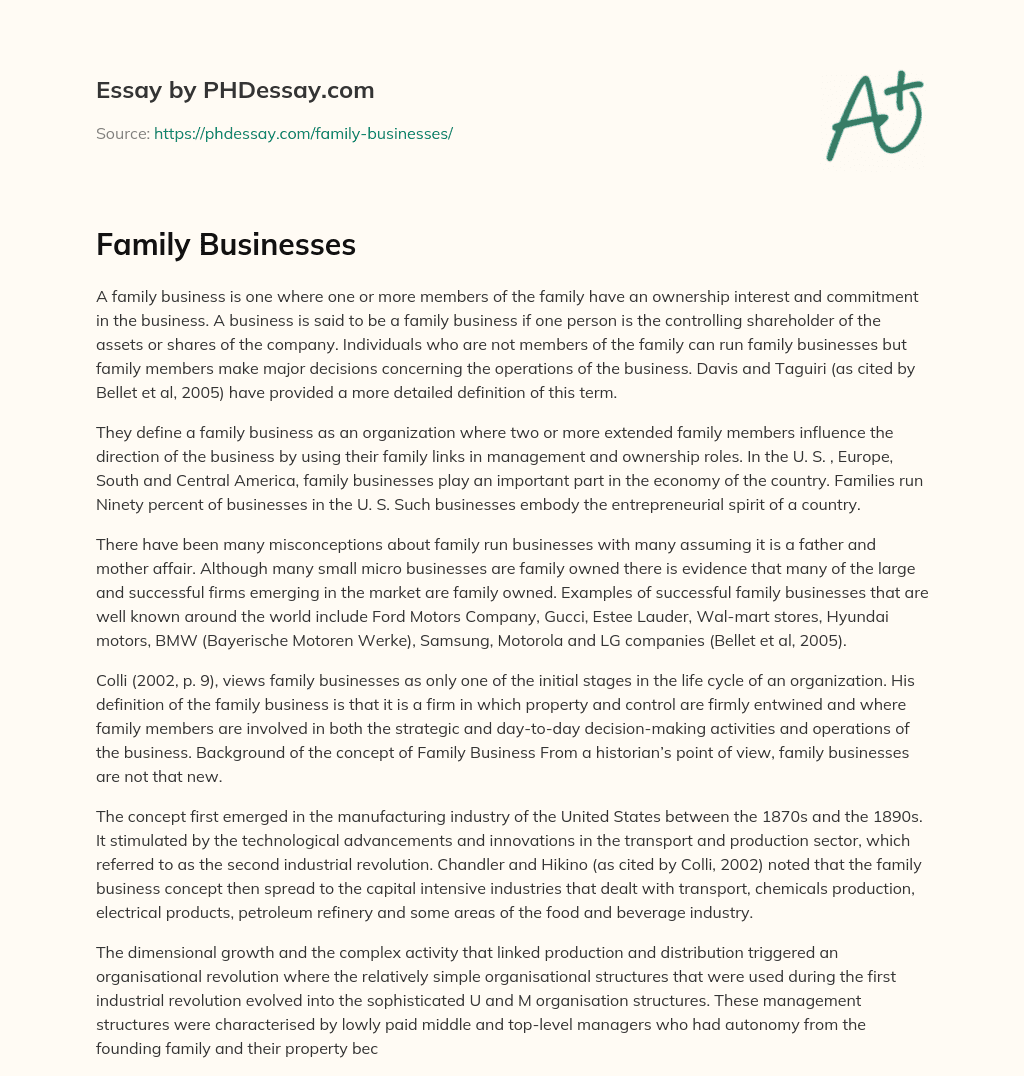 essay family business