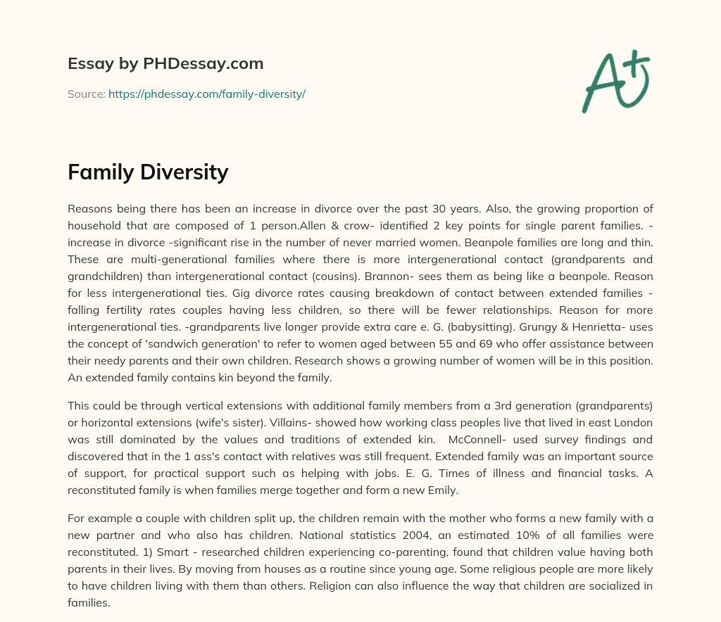 Family Diversity essay
