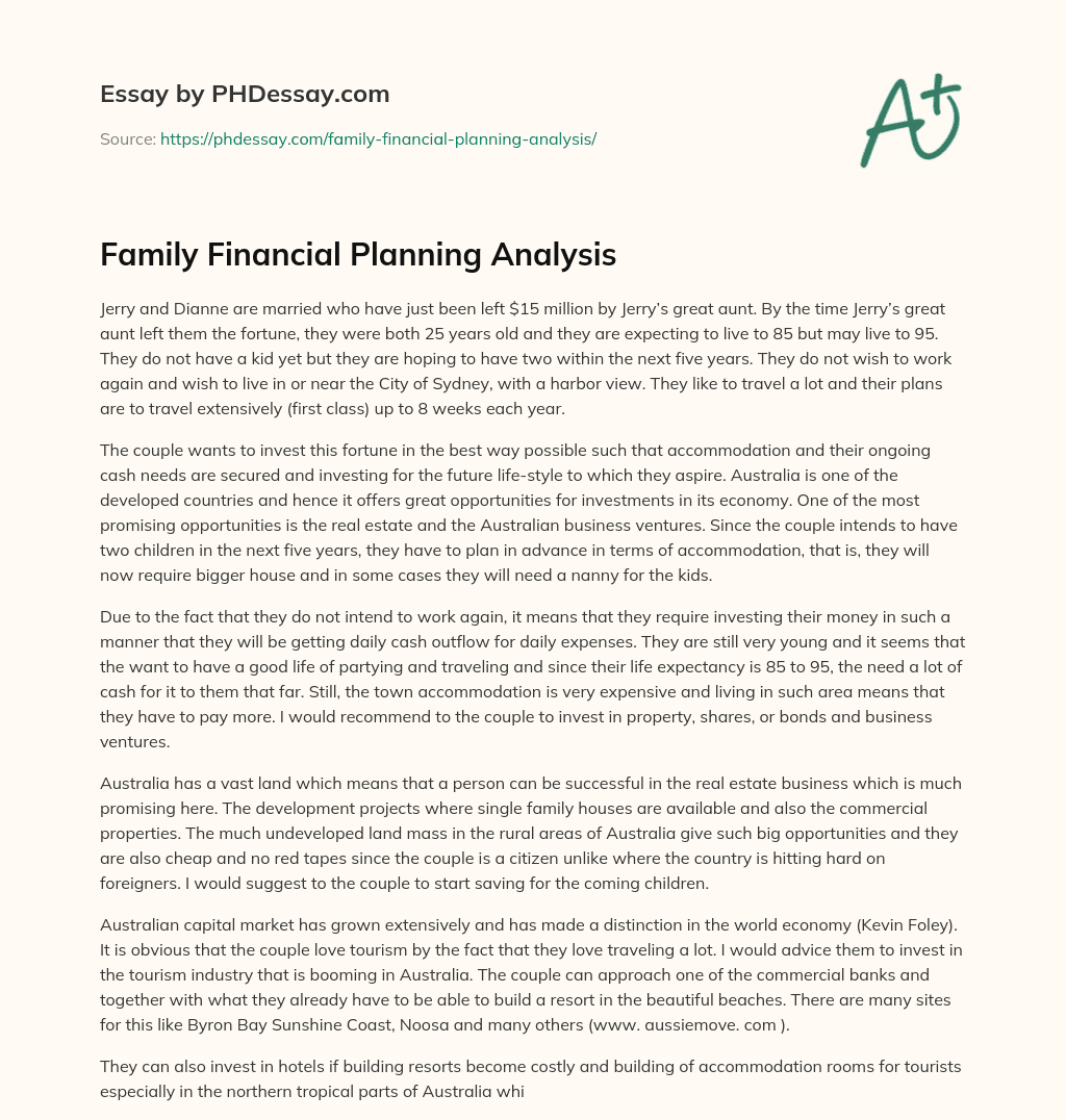 family financial planning assignment