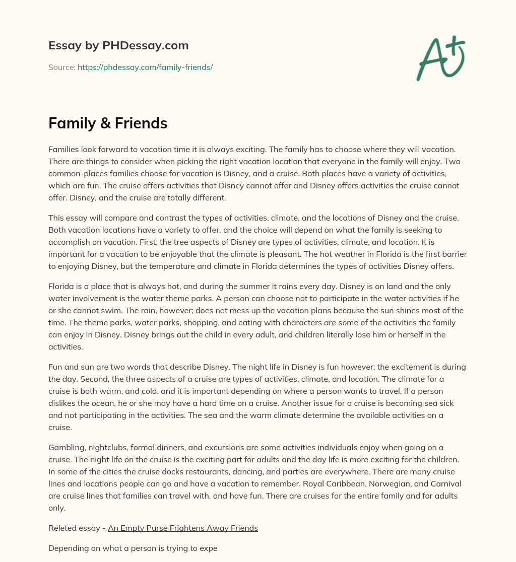 essay family and friends