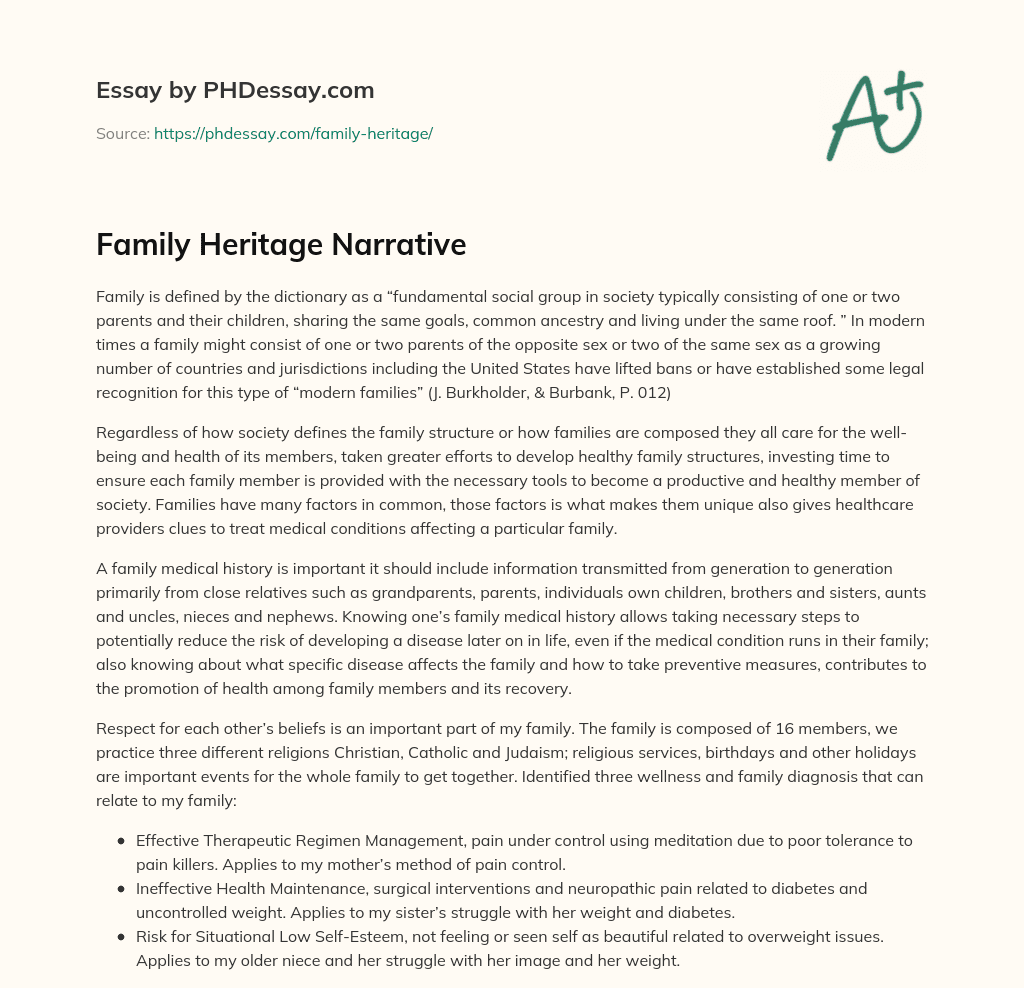 family heritage essay titles